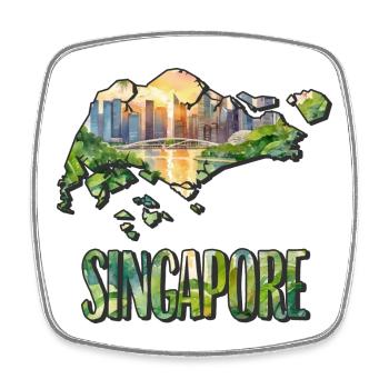 Aquarell Landkarte Singapur - Viereckiger Kühlschrankmagnet - Weiß - Vorne