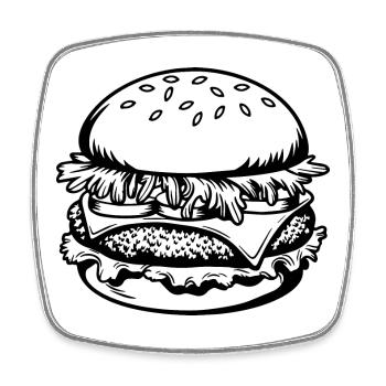 Burger - Fast Food - Lecker - Viereckiger Kühlschrankmagnet - Weiß - Vorne