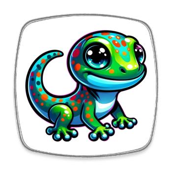 Gecko - Viereckiger Kühlschrankmagnet - Weiß - Vorne