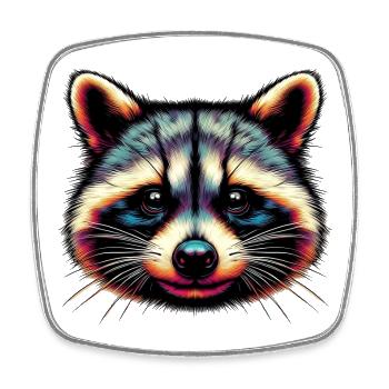 Raccoon - Square fridge magnet - white - Front