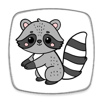 Raccoon - Square fridge magnet - white - Front