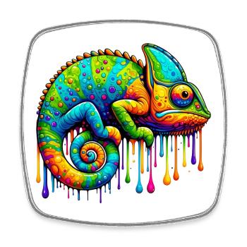 Caméléon - Magnet carré - blanc - Devant