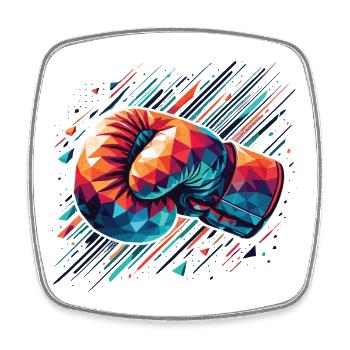 bunter Boxhandschuh Polygon Style - Viereckiger Kühlschrankmagnet - Weiß - Vorne