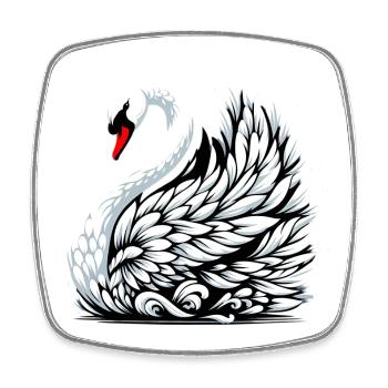 Schwan - Viereckiger Kühlschrankmagnet - Weiß - Vorne