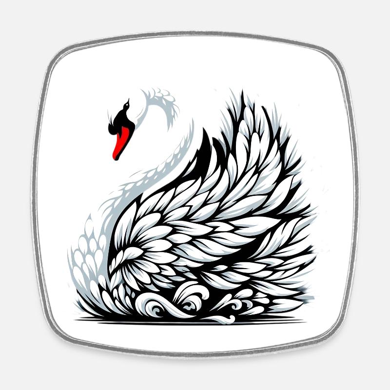 Schwan - Viereckiger Kühlschrankmagnet - Weiß