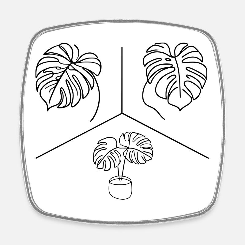 Monstera Design - Viereckiger Kühlschrankmagnet - Weiß