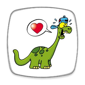 Dinosaure manga kawaii - Magnet carré - blanc - Devant