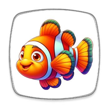 Poisson-clown - Magnet carré - blanc - Devant