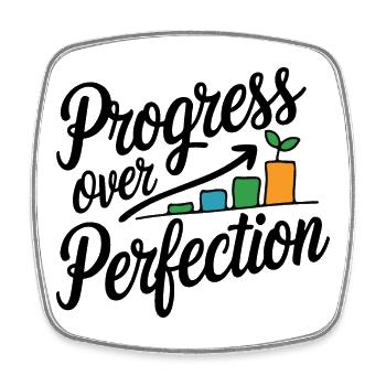 Progress Over Perfection Growth Chart - Square fridge magnet - white - Front
