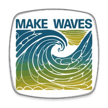 Make Waves - Square fridge magnet - white - Front