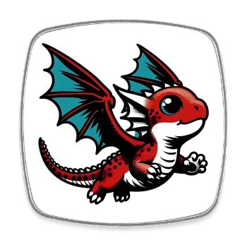 Dragon - Magnet carré - blanc - Devant