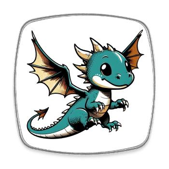 Dragon - Square fridge magnet - white - Front