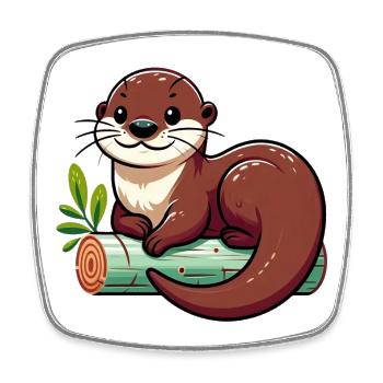 Otter - Square fridge magnet - white - Front