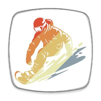 Snowboarder Retro Style - Square fridge magnet - white - Front
