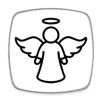 Angel Line Art – Guardian Angel Symbol Minimalist - Square fridge magnet - white - Front