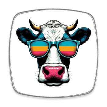 Vache - Magnet carré - blanc - Devant