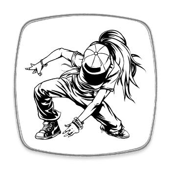 Breakdancerin Skizze - Viereckiger Kühlschrankmagnet - Weiß - Vorne