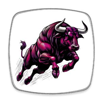 Stier - Viereckiger Kühlschrankmagnet - Weiß - Vorne