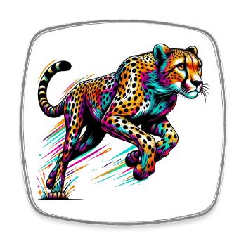 Guépard - Magnet carré - blanc - Devant