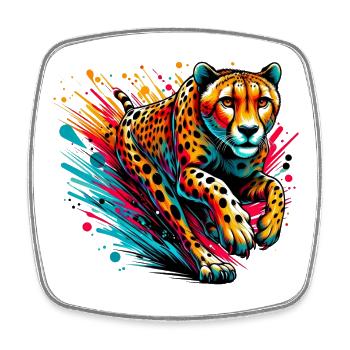 Cheetah - Square fridge magnet - white - Front