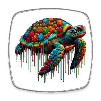 Turtle - Square fridge magnet - white - Front