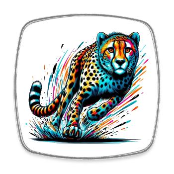 Guépard - Magnet carré - blanc - Devant