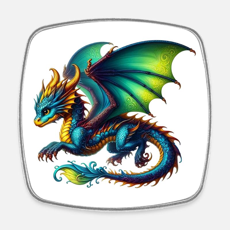 Dragon - Magnet carré - blanc