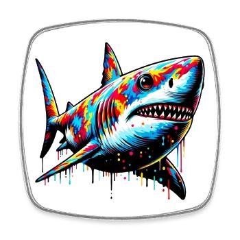 Requin - Magnet carré - blanc - Devant