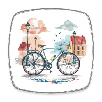 Aventure à vélo dans la ville - Magnet carré - blanc - Devant