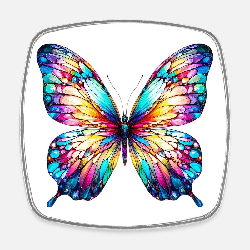 Schmetterling - Viereckiger Kühlschrankmagnet - Weiß