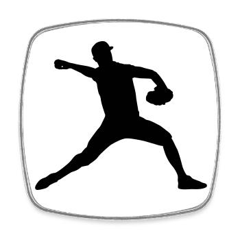 Baseball Schlagball Pitcher Geschenk - Viereckiger Kühlschrankmagnet - Weiß - Vorne