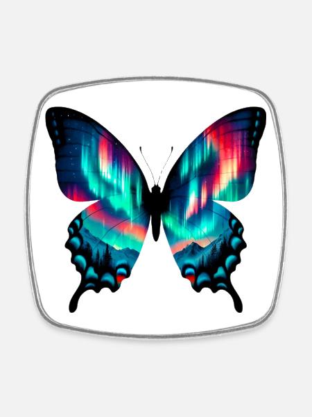 Butterfly - Square fridge magnet - white