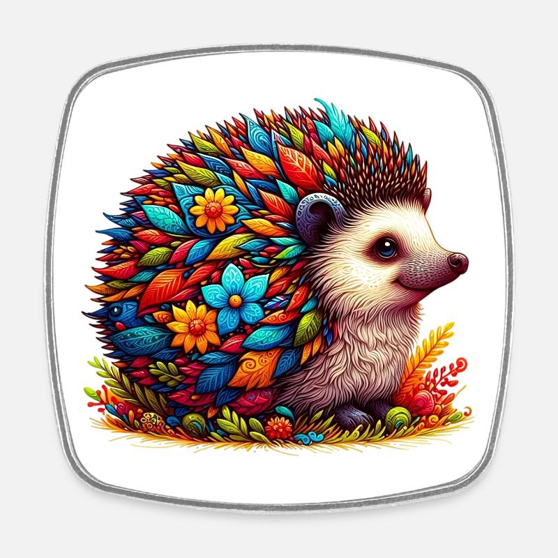 Igel - Viereckiger Kühlschrankmagnet - Weiß