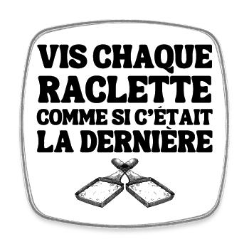 raclette, fromage, fromage fondu - Magnet carré - blanc - Devant