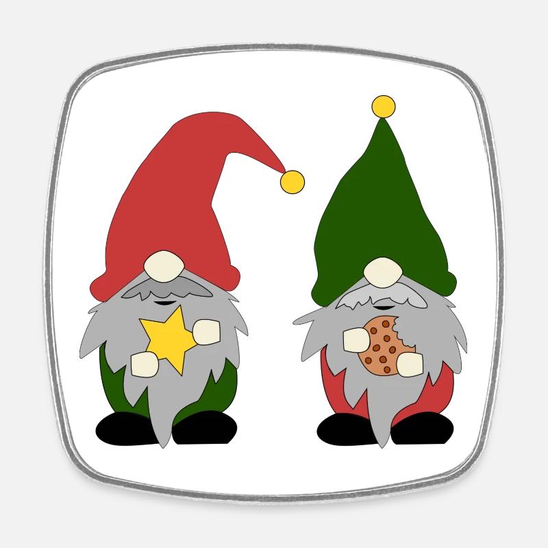 Cheerful elves - Square fridge magnet - white