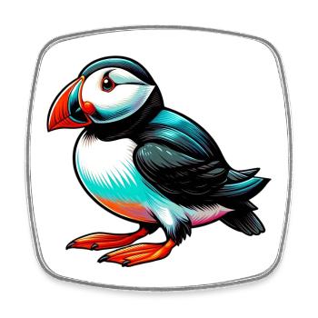 Puffin - Square fridge magnet - white - Front