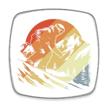 Snowboarder Vintage Look - Viereckiger Kühlschrankmagnet - Weiß - Vorne