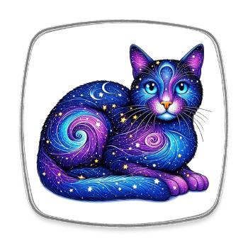 Cat - Square fridge magnet - white - Front