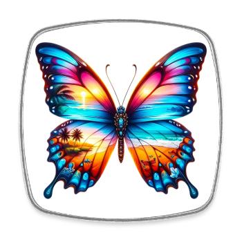 Schmetterling - Viereckiger Kühlschrankmagnet - Weiß - Vorne