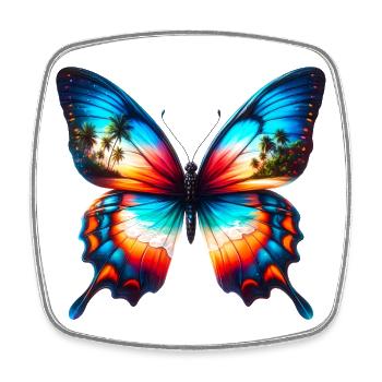 Schmetterling - Viereckiger Kühlschrankmagnet - Weiß - Vorne