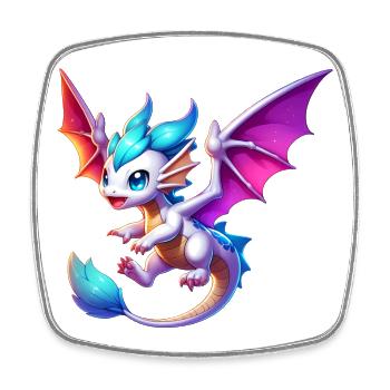 Dragon - Square fridge magnet - white - Front