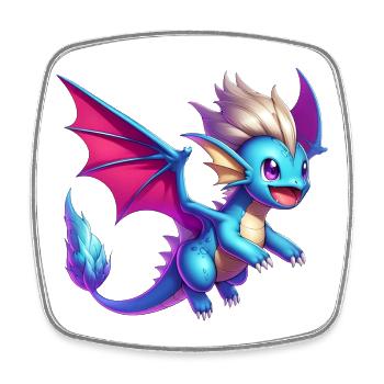 Drache - Viereckiger Kühlschrankmagnet - Weiß - Vorne
