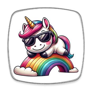 Cool Licorne Lunettes de soleil arc-en-ciel Nuages - Magnet carré - blanc - Devant