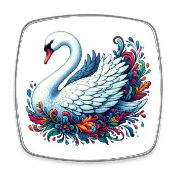 Cygne - Magnet carré - blanc - Devant