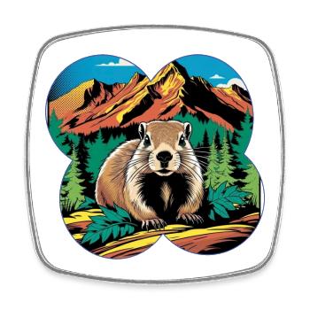 Marmotte - Magnet carré - blanc - Devant