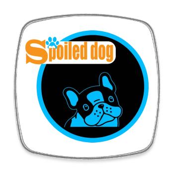 Blauer Hundekopf Logo Spoiled Dog - Viereckiger Kühlschrankmagnet - Weiß - Vorne