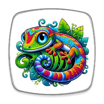 Gecko - Viereckiger Kühlschrankmagnet - Weiß - Vorne