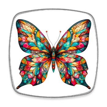 Schmetterling - Viereckiger Kühlschrankmagnet - Weiß - Vorne