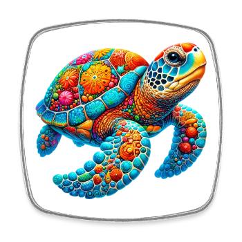Tortue - Magnet carré - blanc - Devant