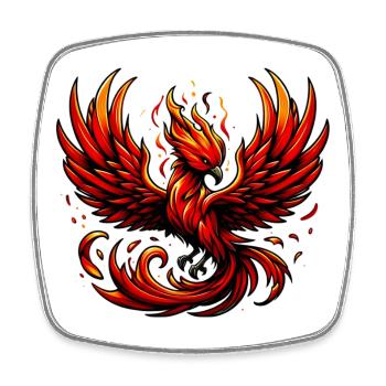Red Phoenix - Square fridge magnet - white - Front